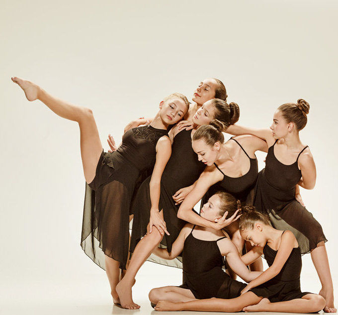 Elevate dancers performing a group lyrical piece